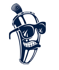 Graffiti paint spray can cartoon character, vector illustration, urban teen culture theme.