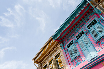Peranakan-designed shop houses in Singapore - obrazy, fototapety, plakaty