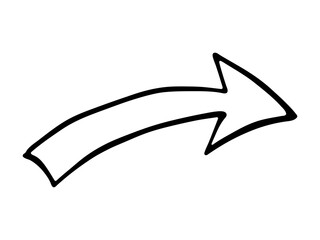 Hand drawn ink arrow illustration in sketch style. Business doodle clipart. Single element for design