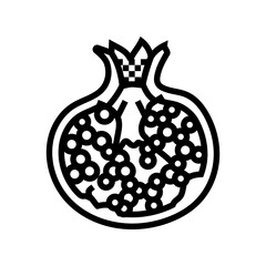cut pomegranate line icon vector. cut pomegranate sign. isolated contour symbol black illustration