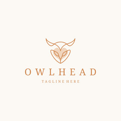 Owl head logo design vector template