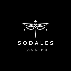 Dragonfly line art style logo design vector template