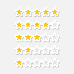 Rating Stars icons. Five Stars feedback sticker