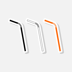 Obraz premium Set of drinking straw sticker icon