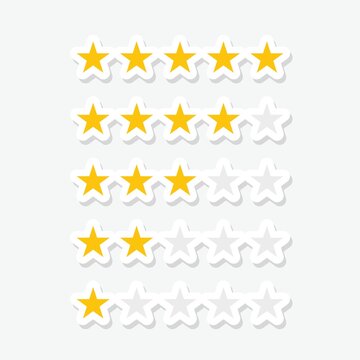Rating Stars icons. Five Stars feedback sticker