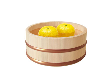 柚子湯 ゆず湯 冬至 イラスト リアル