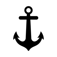 Anchor icon. Black anchor icon on white background. Vector illustration. Anchor silhouette