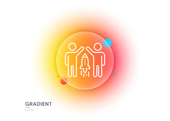Partnership line icon. Gradient blur button with glassmorphism. Business management sign. Launch startup project symbol. Transparent glass design. Partnership line icon. Vector