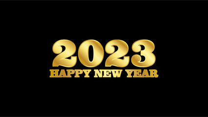 Happy new year 2023 gold effect with black background beautiful simple design vector
