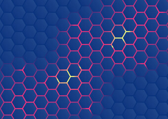 Abstract red bee hive hexagon background.  .