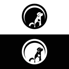 Circle cat and dog animal logo . icon logo . silhouette logo 
