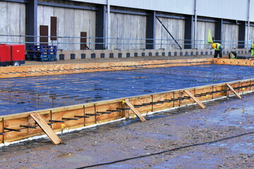 wooden concrete form ready for concrete pour