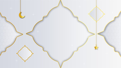 Arabic Islamic Elegant White Luxury Ornament Background with Copy Space for Text
