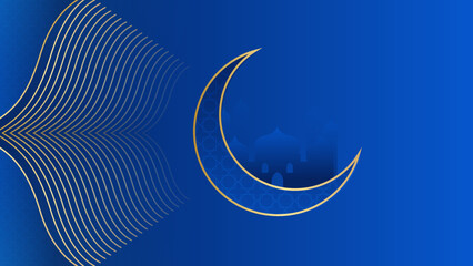 Obraz na płótnie Canvas Ramadan Kareem. Gold moon and abstract luxury islamic elements background