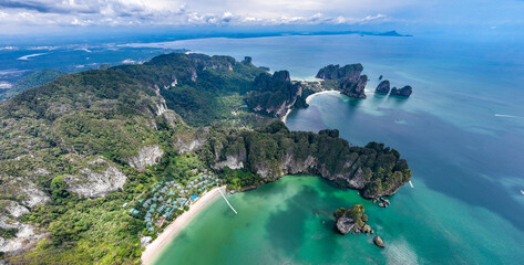 Aerial view of Phra nang Cave or princess Cave Beach in Krabi, Thailand © pierrick