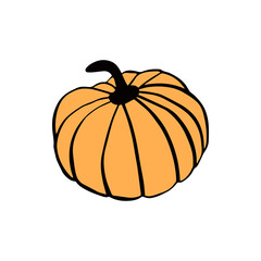 Pumpkin. A simple schematic image of a pumpkin. Illustrations for postcards, banners, covers, albums, mobile screensavers, scrapbooking, advertising, blogs.