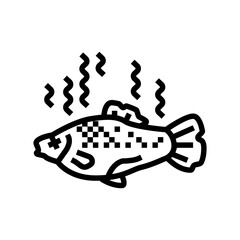 fish rotten food line icon vector. fish rotten food sign. isolated contour symbol black illustration