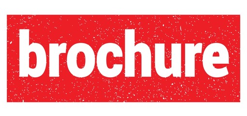 brochure text written on red stamp sign.