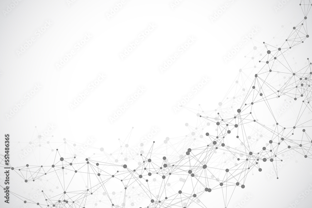 Fototapete Technology abstract background with connected line and dots. Big data visualization. Artificial Intelligence and Machine Learning Concept Background. Analytical networks illustration