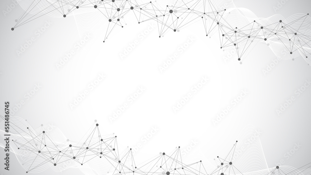Leinwandbilder Technology abstract background with connected line and dots. Big data visualization. Artificial Intelligence and Machine Learning Concept Background. Analytical networks illustration