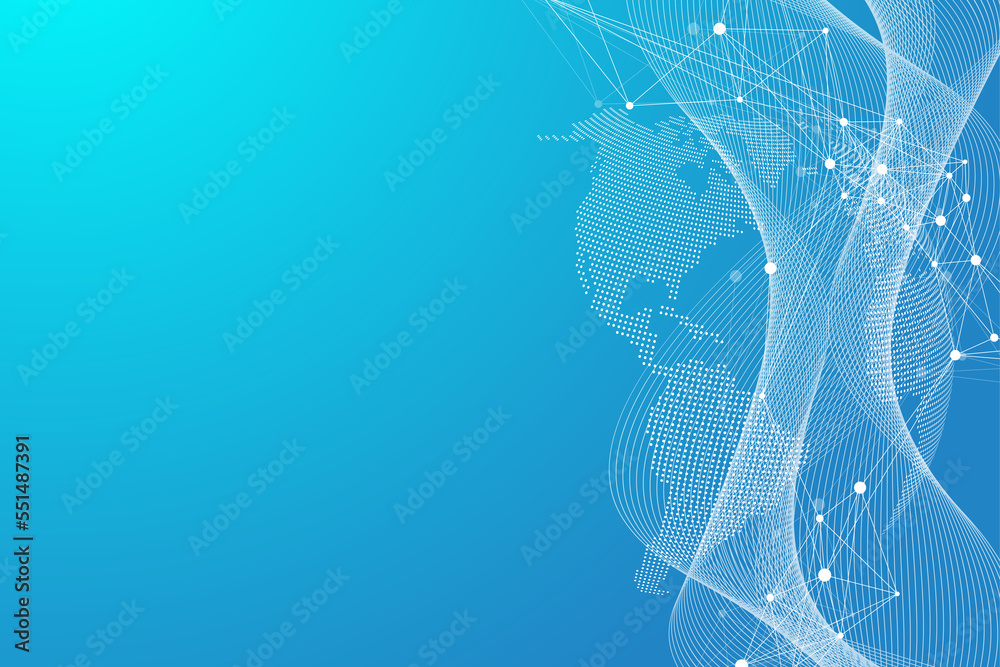 Poster global communication network concept illustration. social network communication in the global busine