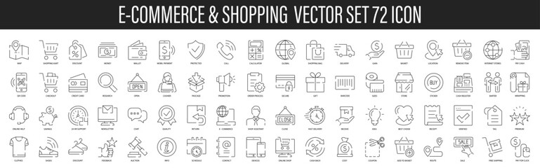 Ecommerce line icons. Vector thin line icons set. Shopping thin line icons set