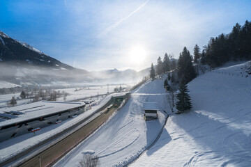 Snow mountains landscape