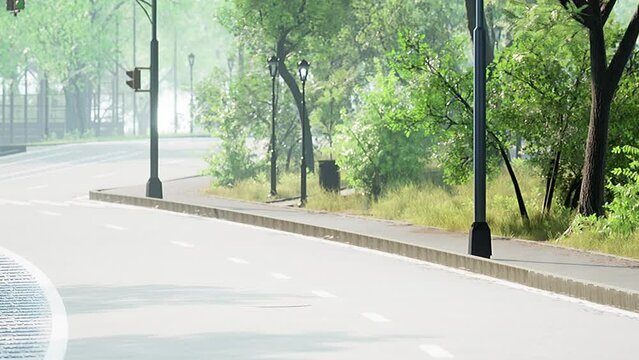 View of empty road with lamp post and sunlight