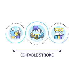 Ask neutral questions loop concept icon. Gathering data. Job interview. Confirmation bias in business abstract idea thin line illustration. Isolated outline drawing. Editable stroke. Arial font used