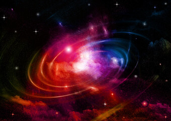 galaxy in a free space. 3D rendering