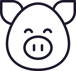 Farm and agriculture symbol. Vector outline pictogram in line style. Editable stroke for UI, adverts, online shops. Isolated line icon of pig