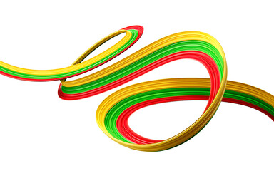 Myanmar Burma flag colors ribbon on isolated background 3d illustration