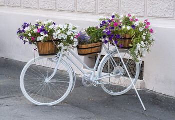 Fototapeta na wymiar Vintage Bicycle with Flowers