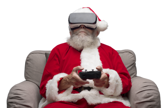 Santa Claus experiencing virtual reality - Powered by Adobe