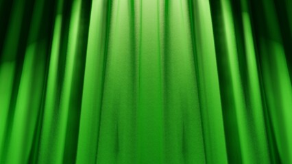green curtain background with minimal style and spot light. Blank stand for showing product. 3D rendering