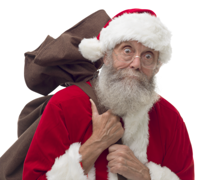 Santa Claus carrying Christmas gifts