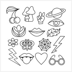 Doodle trendy life style collection clipart Hand drawn coloring page book Engraving vector stock illustration EPS 10