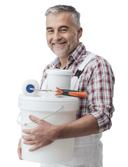 Painter posing with work tools © stokkete