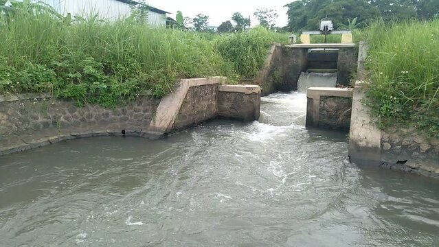 Dam river water flows clean. clean river