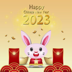 Chinese new year 2023 element illustration design with text
