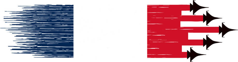 France  flag with military fighter jets isolated   background