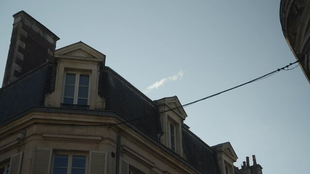 Steam smoke on French rooftop (4k 30p Slow Motion)