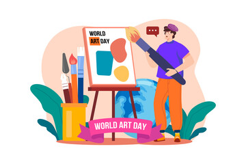 World Art Day Illustration concept on white background