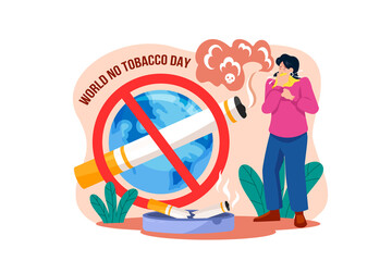 World No Tobacco Day Illustration concept on white background