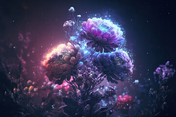 Beautiful abstract cosmic flowers