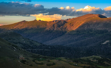 Mountain Sunset Views from the Trail Ridge Road, Rocky Mountain National Park, Colorado