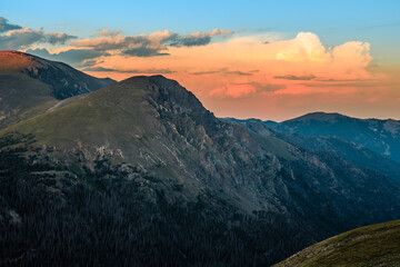 Mountain Sunset Views from the Trail Ridge Road, Rocky Mountain National Park, Colorado