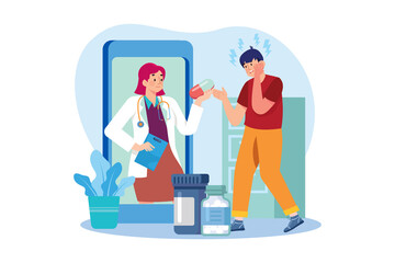 Patient Taking Online Treatment Through A Doctor