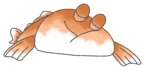 水彩風のデフォルメしたハゼ