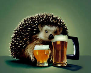 Hedgehog decided to drink glass of beer. Good idea.